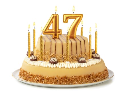 Festive cake with golden candles - Number 47