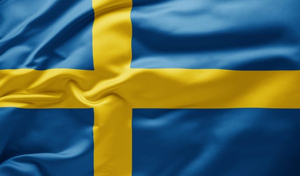 Waving national flag of Sweden
