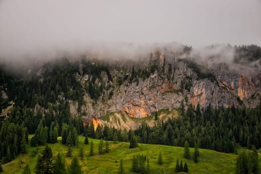 Mountain Range Landscape, panoramic of european alps with clouds