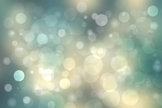 Abstract gradient turquoise light blue yellow shiny blurred background texture with circular bokeh lights. Beautiful backdrop. Space for design.
