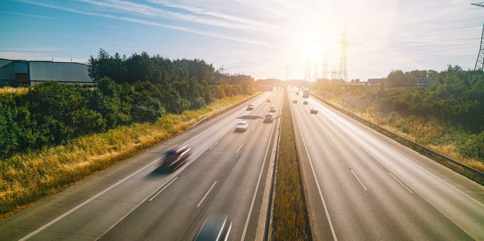 Lots of Trucks and cars on a Highway - transportation concept