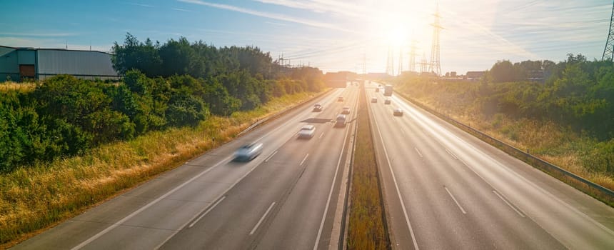 Lots of Trucks and cars on a Highway - transportation concept