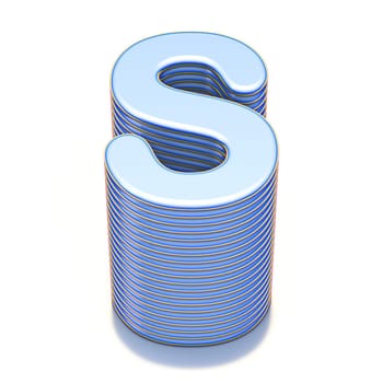 Blue extruded font Letter S 3D render illustration isolated on white background