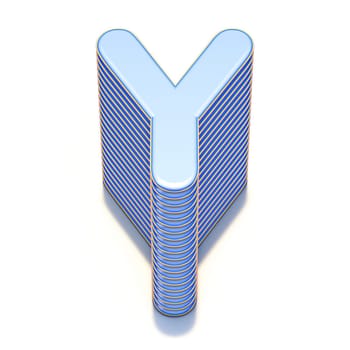 Blue extruded font Letter Y 3D render illustration isolated on white background