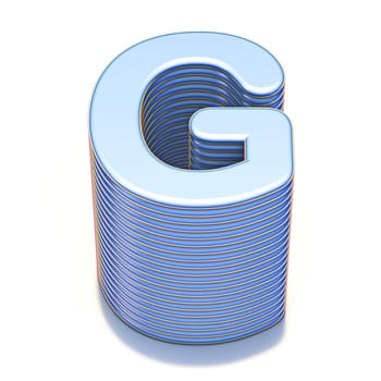 Blue extruded font Letter G 3D render illustration isolated on white background
