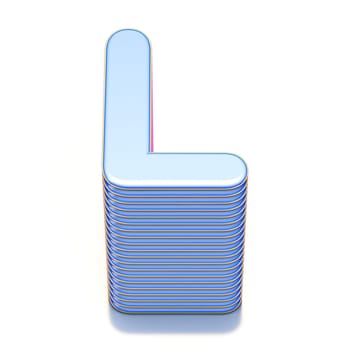 Blue extruded font Letter L 3D render illustration isolated on white background