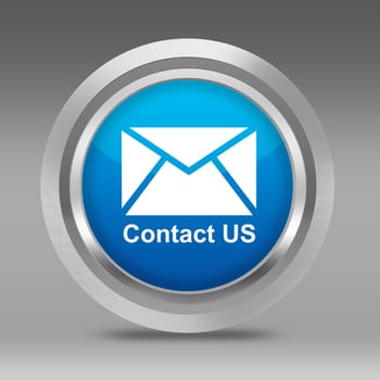 white contact us symbol on metallic 3d circle with shadow_selection path included