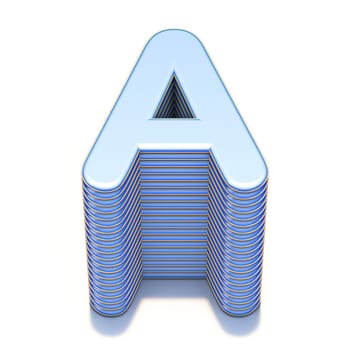 Blue extruded font Letter A 3D render illustration isolated on white background