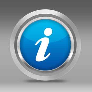 white information symbol on metallic 3d circle with shadow_selection path included