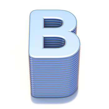 Blue extruded font Letter B 3D render illustration isolated on white background