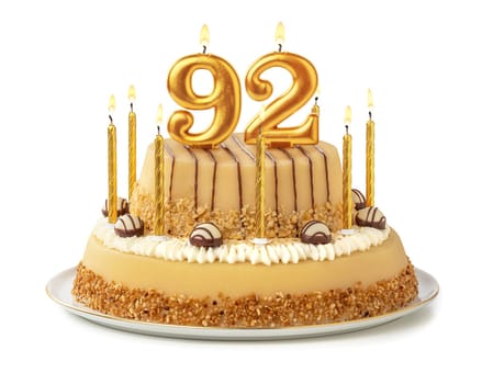 Festive cake with golden candles - Number 92