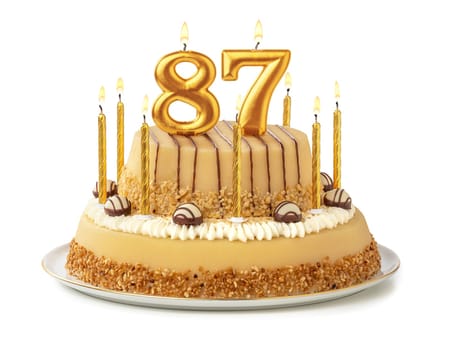 Festive cake with golden candles - Number 87