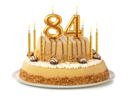 Festive cake with golden candles - Number 84