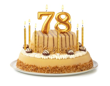 Festive cake with golden candles - Number 78