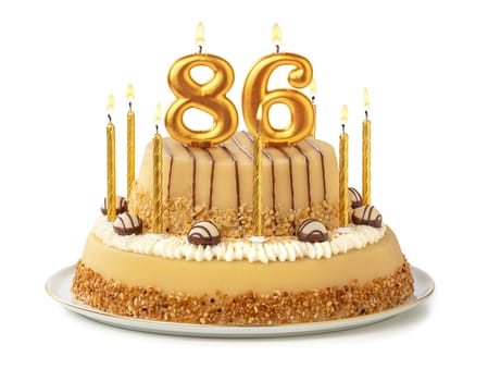 Festive cake with golden candles - Number 86