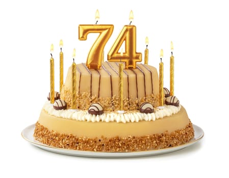 Festive cake with golden candles - Number 74