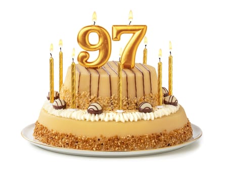 Festive cake with golden candles - Number 97