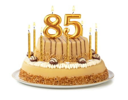 Festive cake with golden candles - Number 85