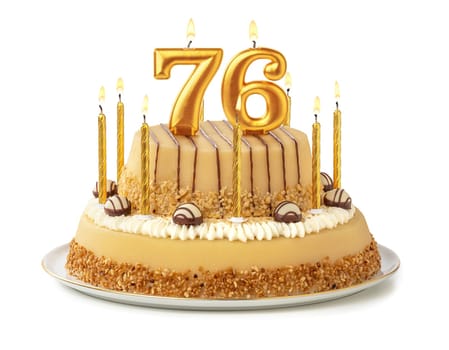 Festive cake with golden candles - Number 76