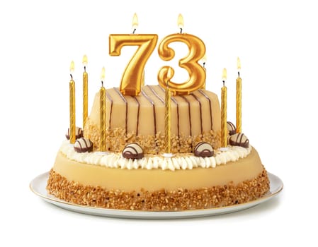 Festive cake with golden candles - Number 73