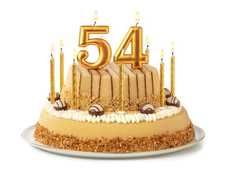 Festive cake with golden candles - Number 54