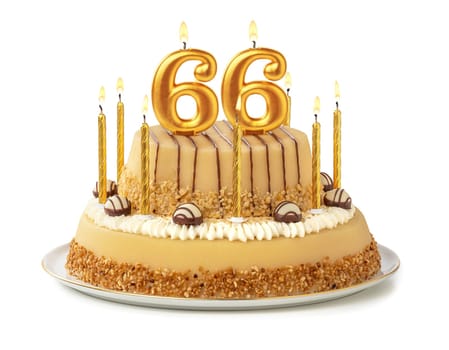 Festive cake with golden candles - Number 66