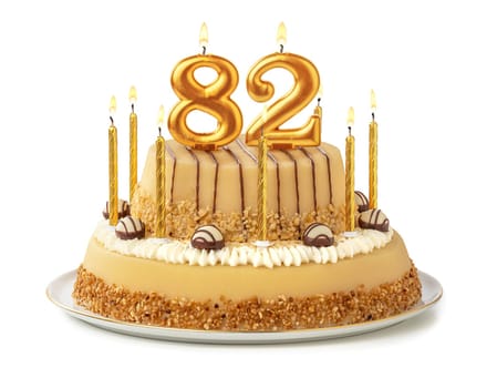 Festive cake with golden candles - Number 82