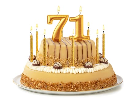 Festive cake with golden candles - Number 71