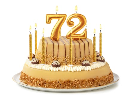Festive cake with golden candles - Number 72
