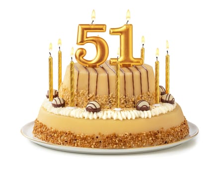 Festive cake with golden candles - Number 51