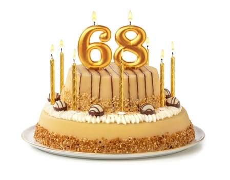 Festive cake with golden candles - Number 68