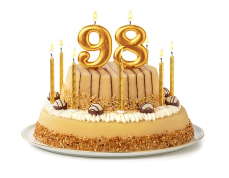 Festive cake with golden candles - Number 98