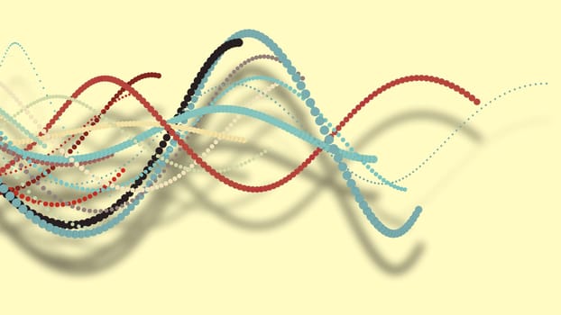 3D illustration,3D rendering, abstract geometric background, circle point line together into a line Rotate together into a rope Soft tones