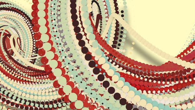 3D illustration,3D rendering, abstract geometric background, circle point line together into a line Rotate together into a rope Soft tones
