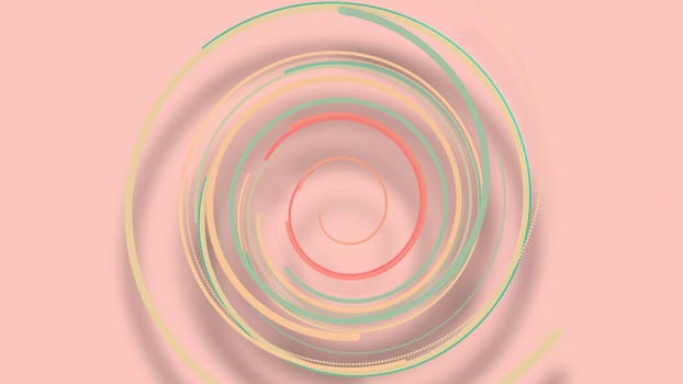 3D illustration,3D rendering, abstract geometric background, lines The circle points are very close together. Until seeing a free curve Many lines that rotate together into a rope. Light pink tone