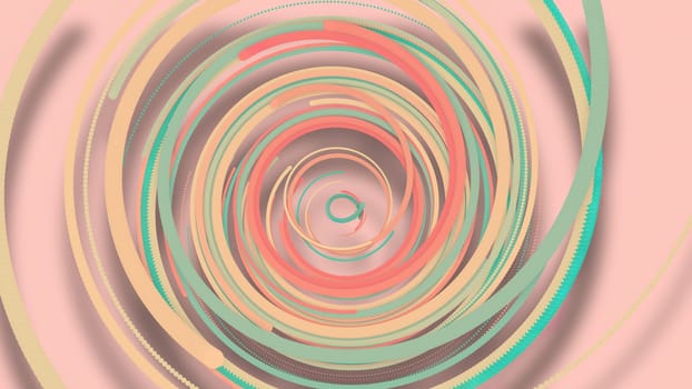 3D illustration,3D rendering, abstract geometric background, lines The circle points are very close together. Until seeing a free curve Many lines that rotate together into a rope. Light pink tone