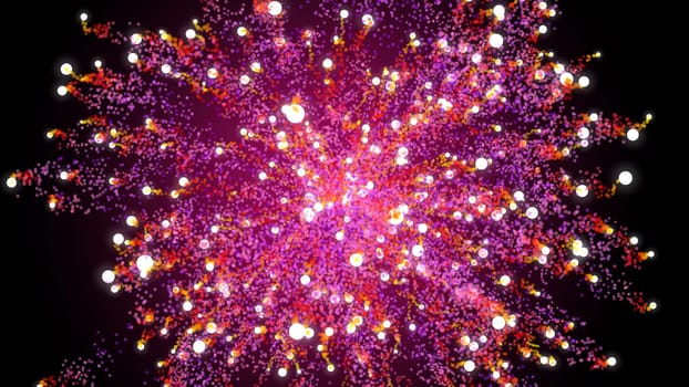 3D illustration, The ball circle, small ball, free movement are breaking out from the centre and letting the particles spread.