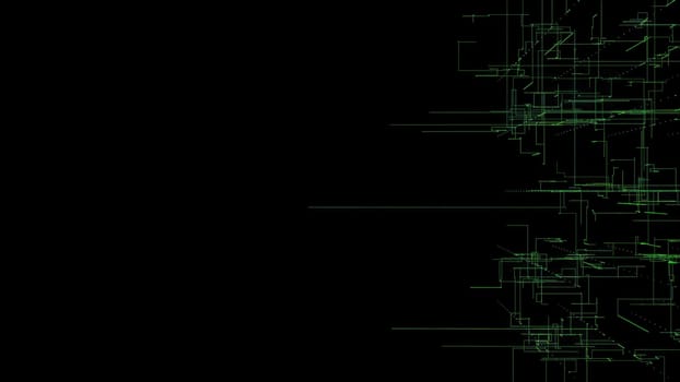 3D rendering, abstract geometric background, Green Line, architectural design chart, Big Data connection and technology