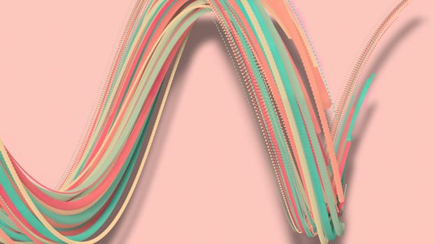 3D illustration,3D rendering, abstract geometric background, lines The circle points are very close together. Until seeing a free curve Many lines that rotate together into a rope. Light pink tone