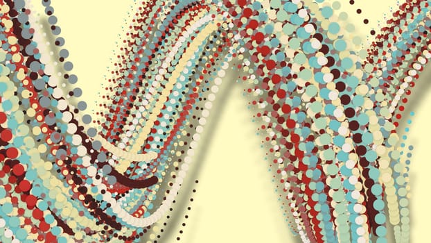 3D illustration,3D rendering, abstract geometric background, circle point line together into a line Rotate together into a rope Soft tones