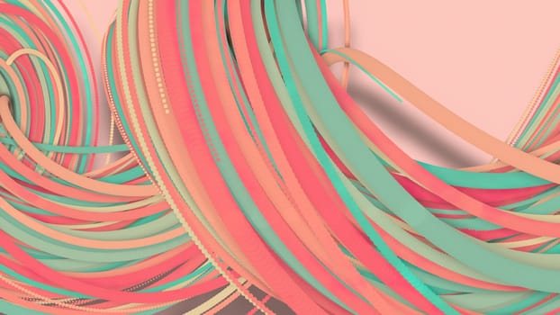 3D illustration,3D rendering, abstract geometric background, lines The circle points are very close together. Until seeing a free curve Many lines that rotate together into a rope. Light pink tone