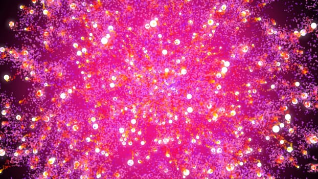 3D illustration, The ball circle, small ball, free movement are breaking out from the centre and letting the particles spread.