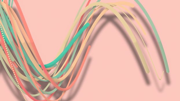 3D illustration,3D rendering, abstract geometric background, lines The circle points are very close together. Until seeing a free curve Many lines that rotate together into a rope. Light pink tone