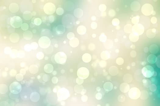 Abstract gradient turquoise light yellow turquoise shiny blurred background texture with circular bokeh lights. Beautiful backdrop. Space for design.