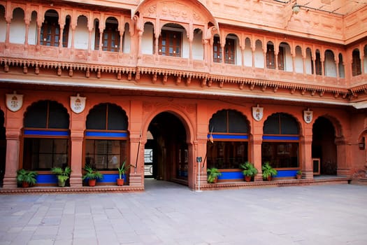 View of portion of palace at Junagarh Fort in Bikaner, Rajasthan, India, Asia