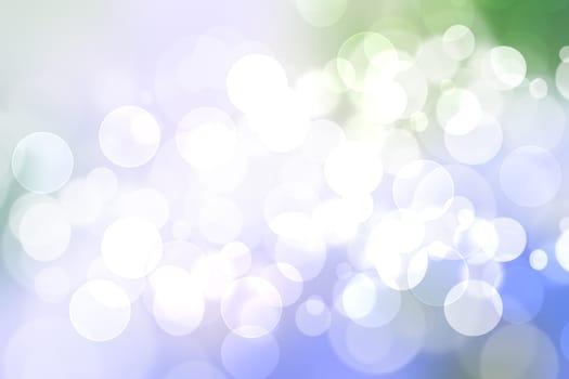 Abstract blurred fresh vivid spring summer light delicate pastel blue white green bokeh background texture with bright circular soft color lights. Beautiful backdrop illustration.