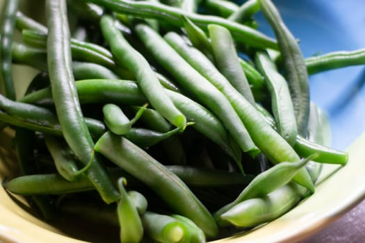 Green beans in dining bowl, stock photo