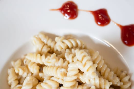 Homemade pasta cheese sauce meal, stock photo