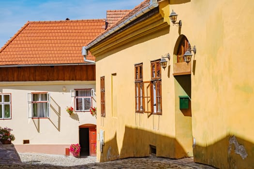 Street in Medieval Town of Sighisoara, Romania