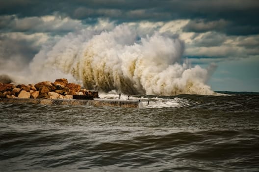 Huge Wave During the Storm on the Black Sea